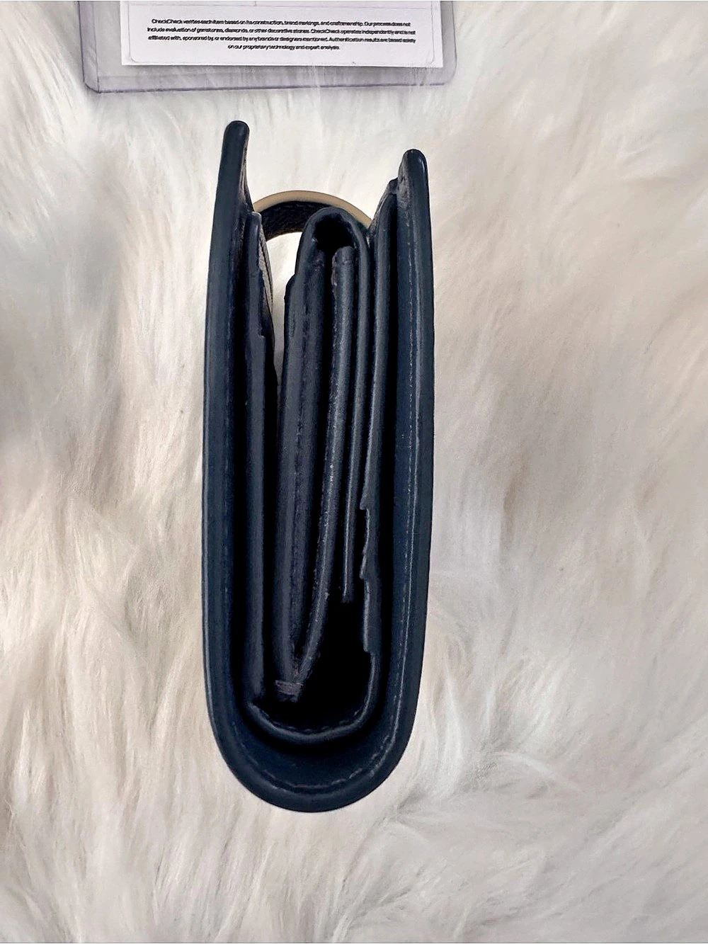 Celine Medium Strap Wallet in Bicolor Grained Calfskin Blue - Picture 7 of 9